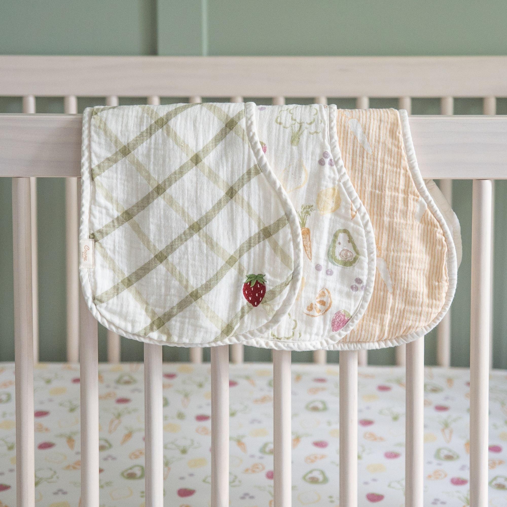 Clementine Fruits & Veggies Cotton Burp Cloth Set image number 4