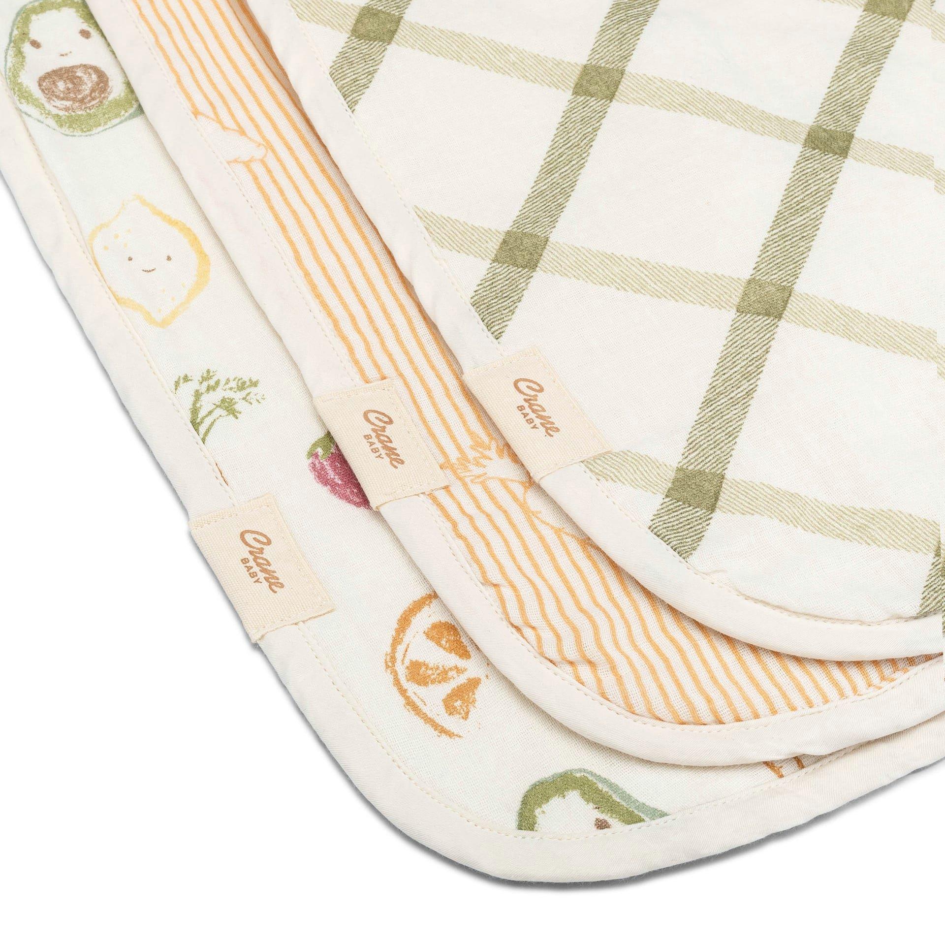 Clementine Fruits & Veggies Cotton Burp Cloth Set image number 1