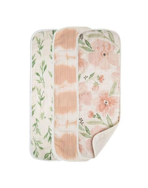 Parker Pink Floral Cotton Burp Cloth (Set of 3)
