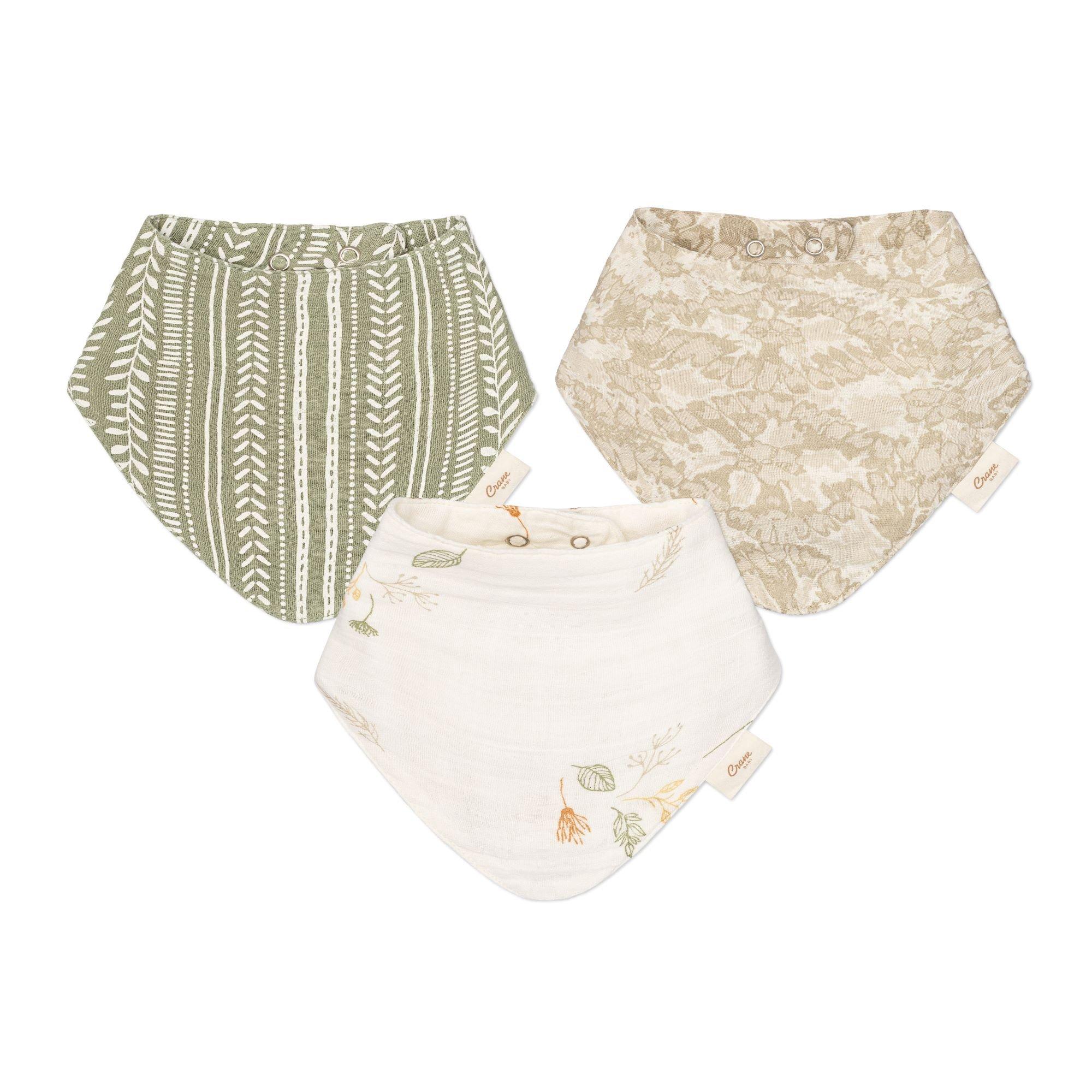 Willow Leaf Cotton Bandana Baby Bib (3 Pack) image number 0