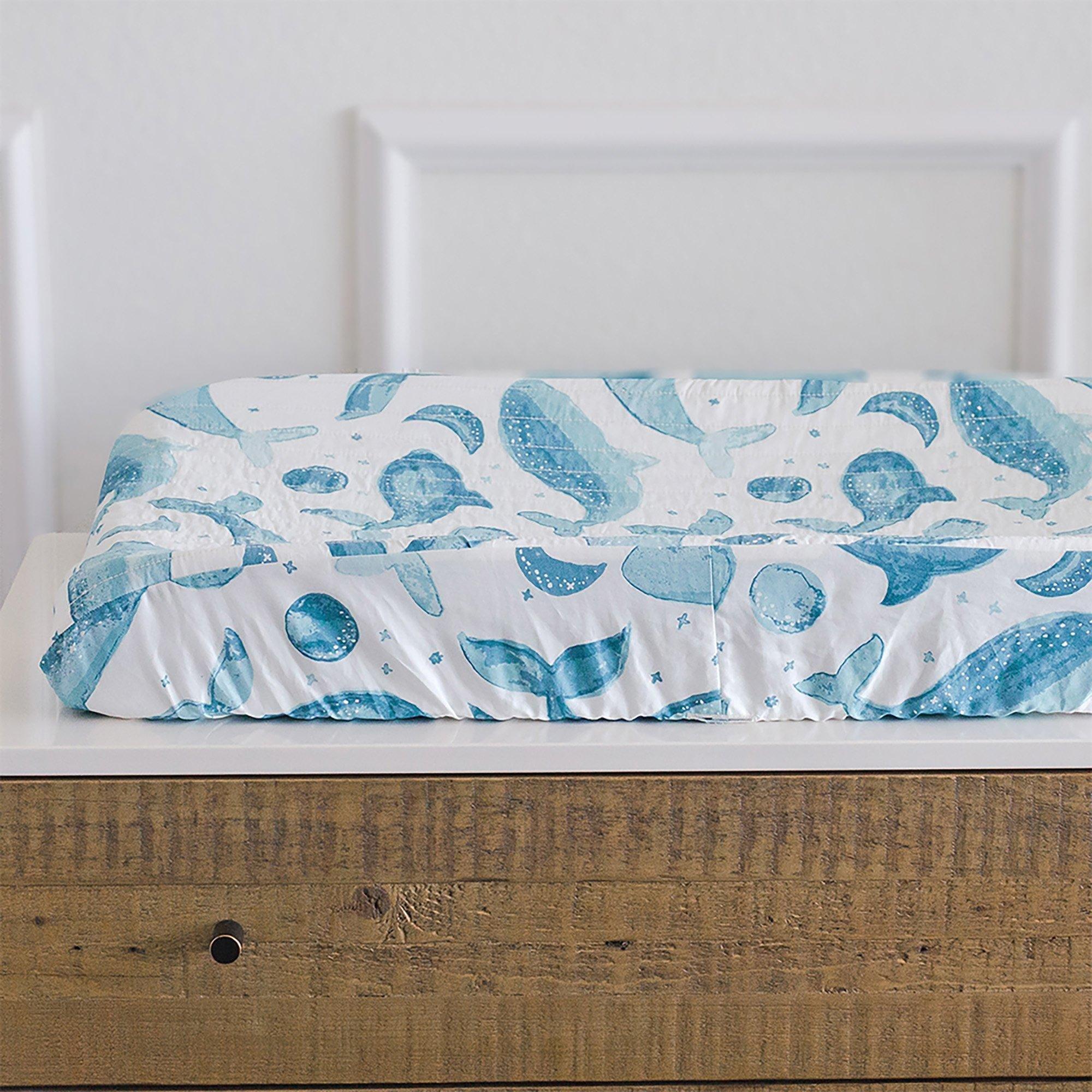 Caspian Whale Cotton Quilted Change Pad Cover image number 3