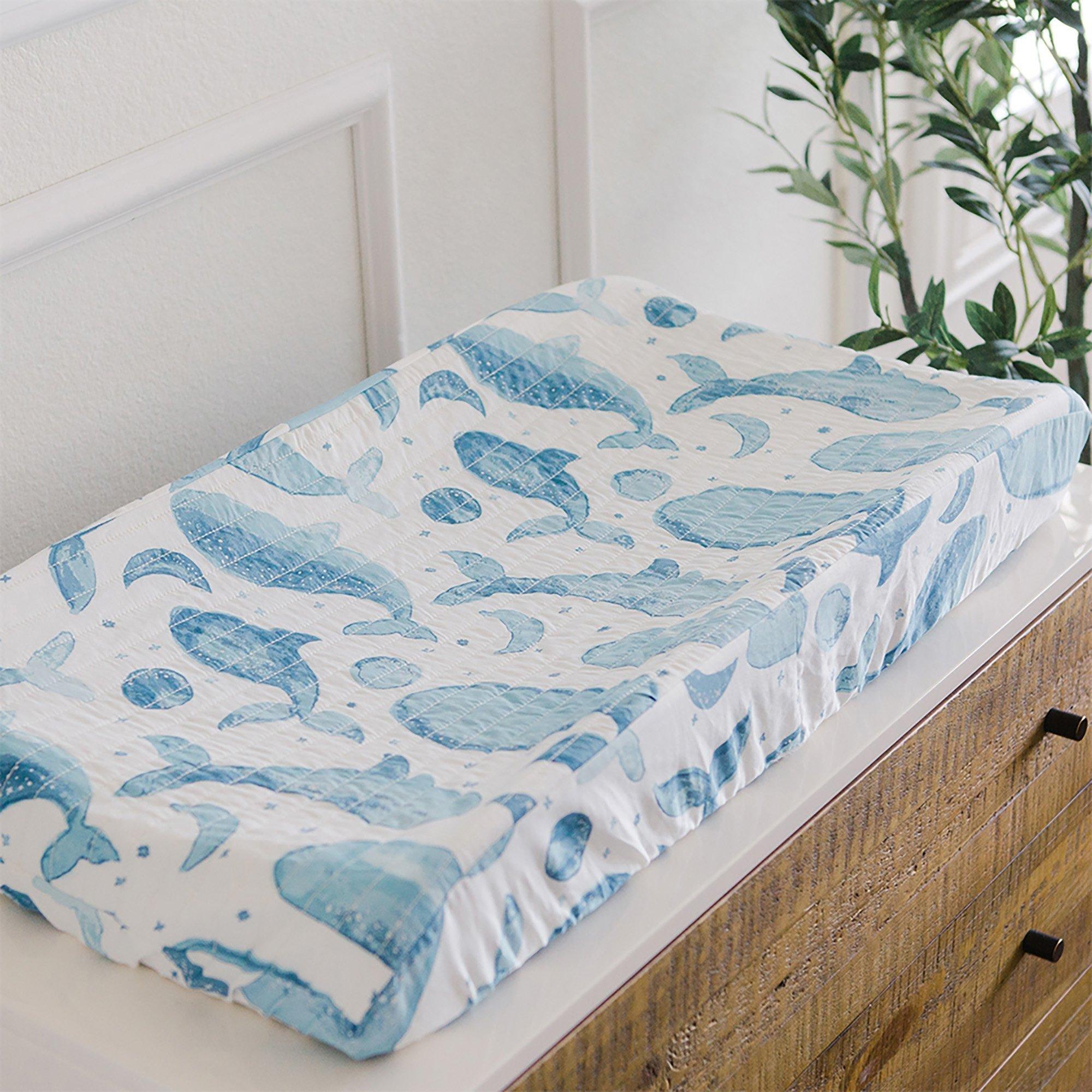Caspian Whale Cotton Quilted Change Pad Cover image number 4