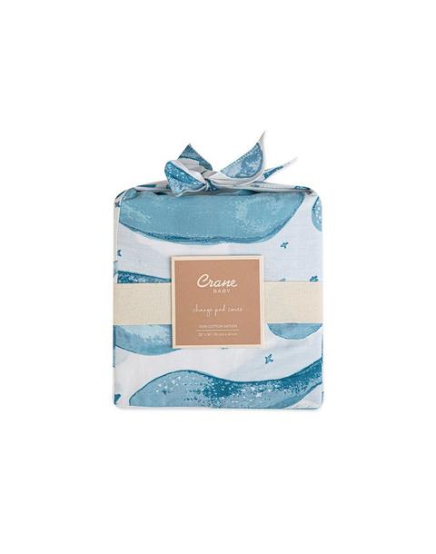 Caspian Whale Cotton Quilted Change Pad Cover