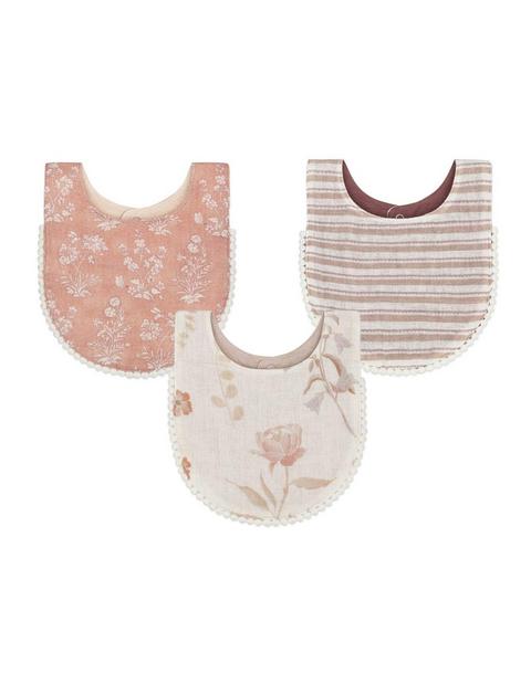 Violet Wildflower Cotton Baby Bib (3 Pack)