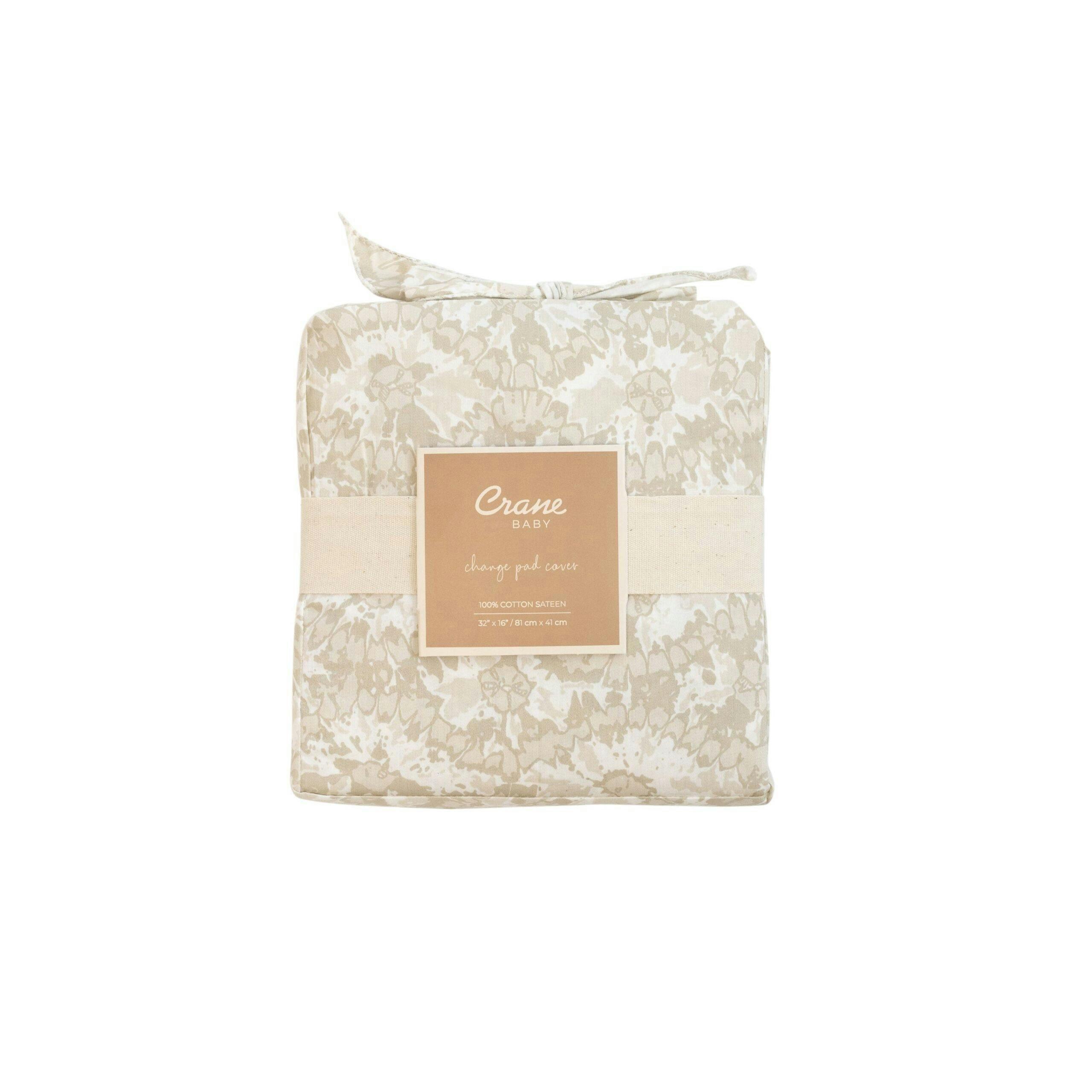 Willow Neutral Batik Cotton Quilted Change Pad Cover image number 3