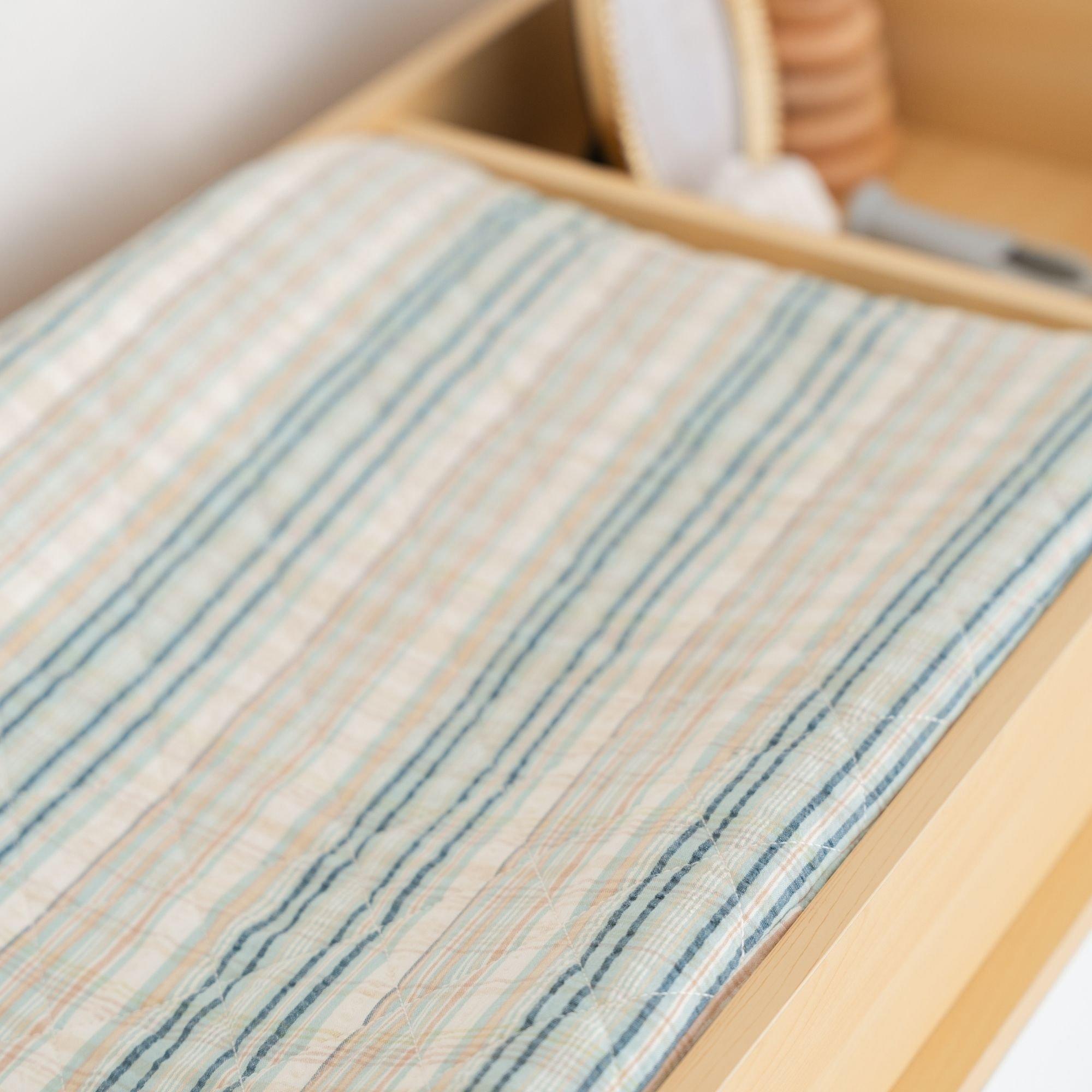 Charlie Farmhouse Stripe Cotton Quilted Change Pad Cover image number 2