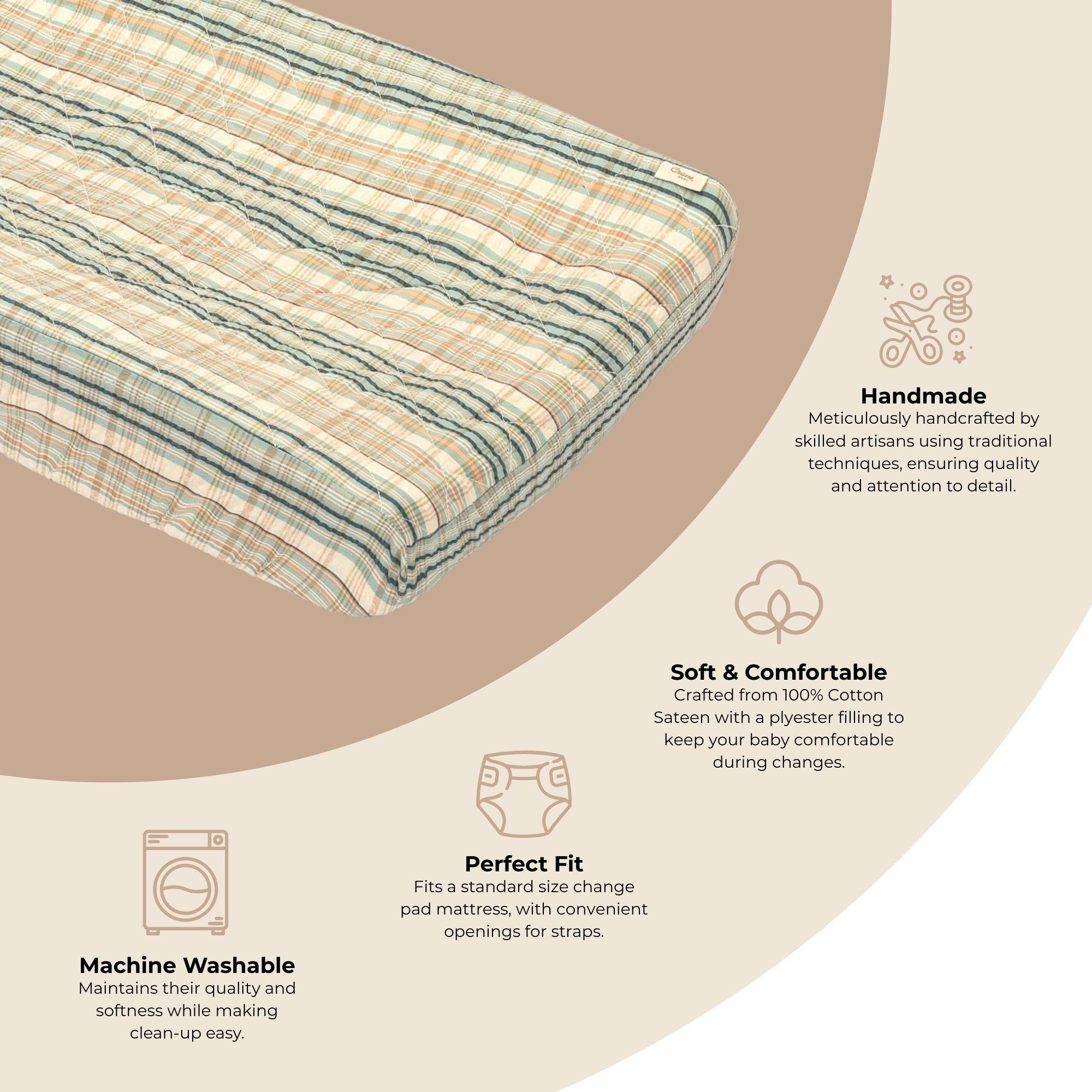 Charlie Farmhouse Stripe Cotton Quilted Change Pad Cover image number 4