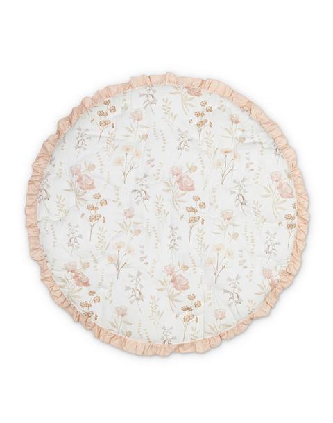 Violet Floral Ruffle Cotton Quilted Baby Play Mat
