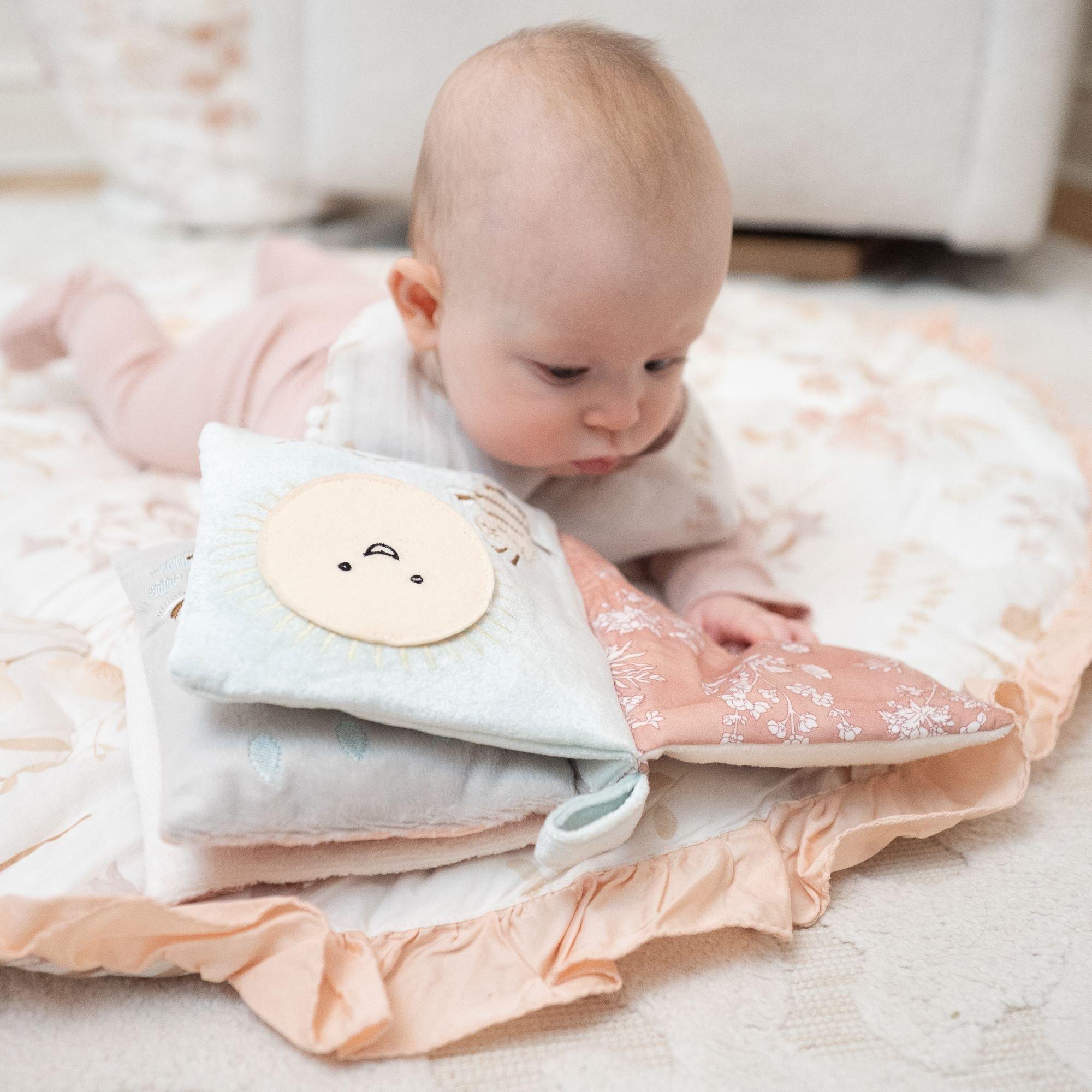 Violet Floral Ruffle Cotton Quilted Baby Play Mat image number 2