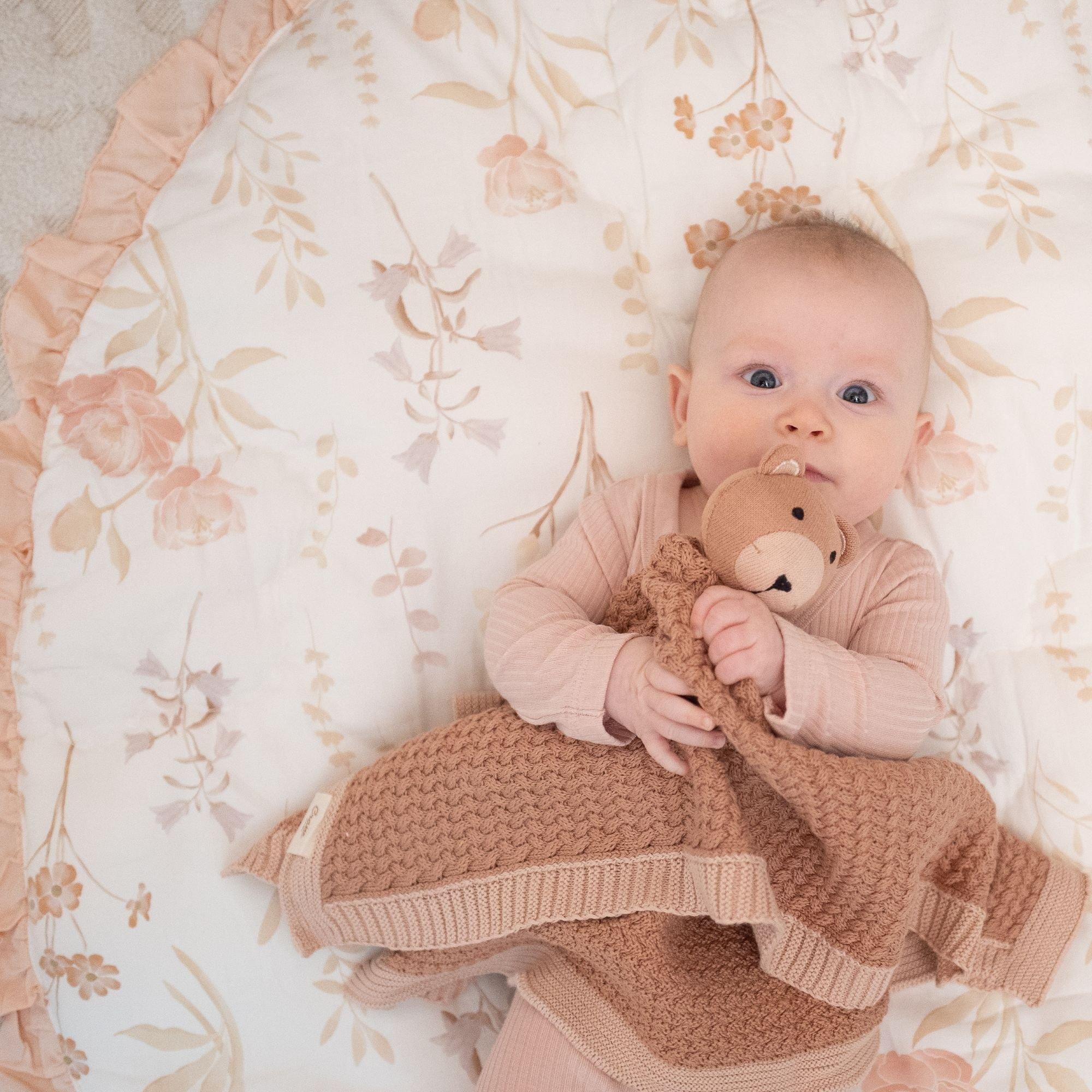 Violet Floral Ruffle Cotton Quilted Baby Play Mat image number 3