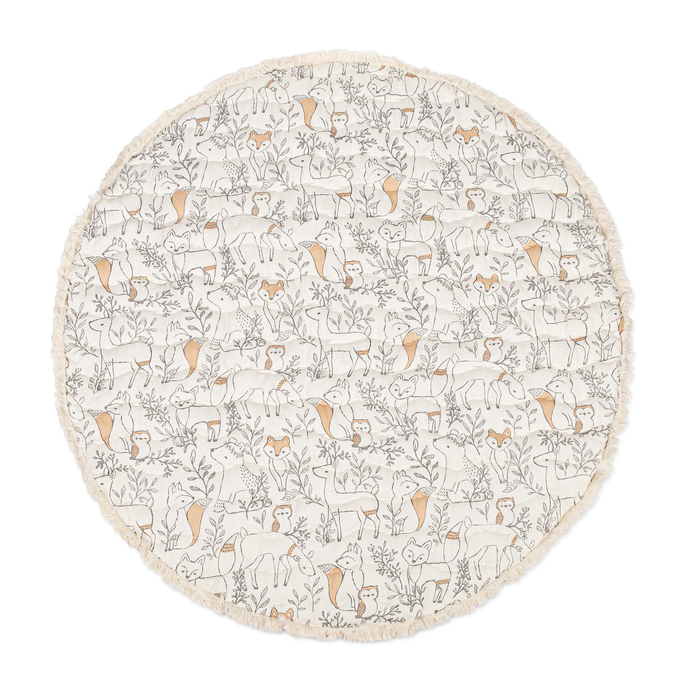 Ezra Woodland Animal Cotton Quilted Baby Play Mat image number 2
