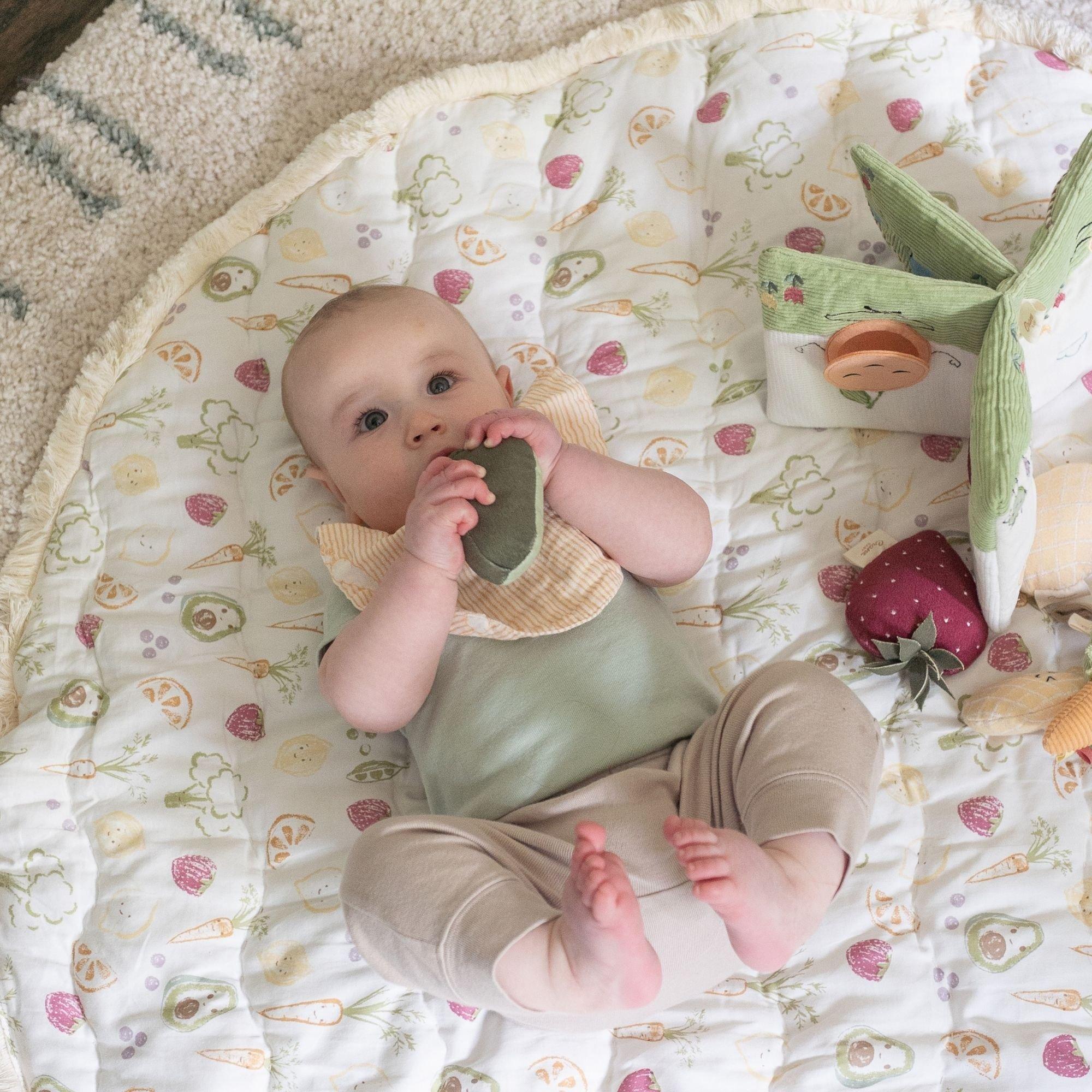 Clementine Fruits & Veggies Cotton Quilted Baby Play Mat image number 4