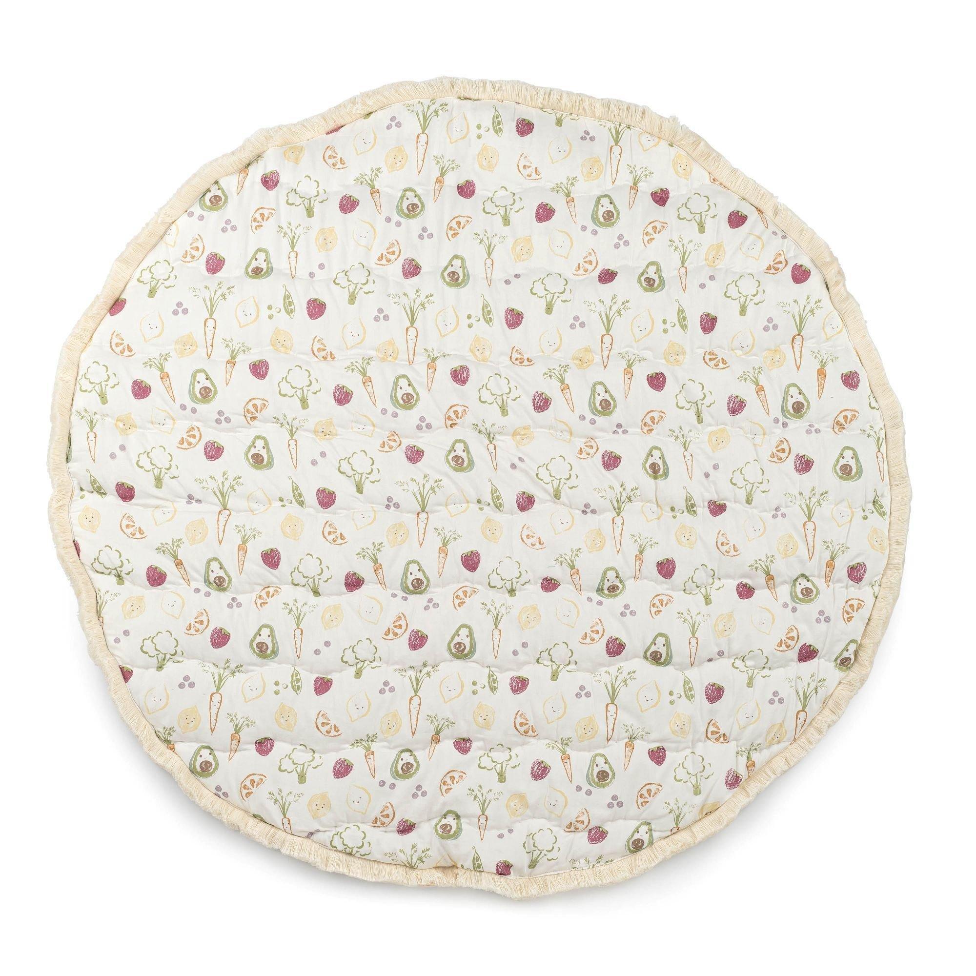 Clementine Fruits & Veggies Cotton Quilted Baby Play Mat image number 1