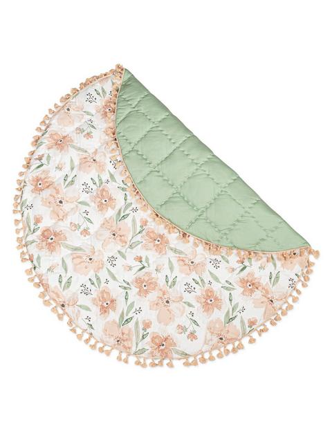 Parker Pink Floral Cotton Quilted Baby Play Mat