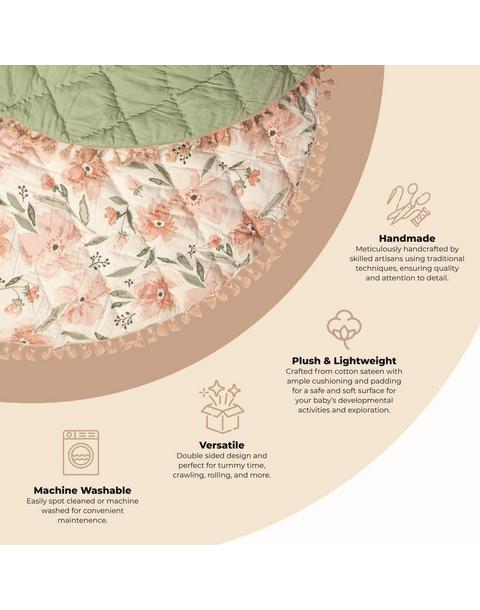Parker Pink Floral Cotton Quilted Baby Play Mat