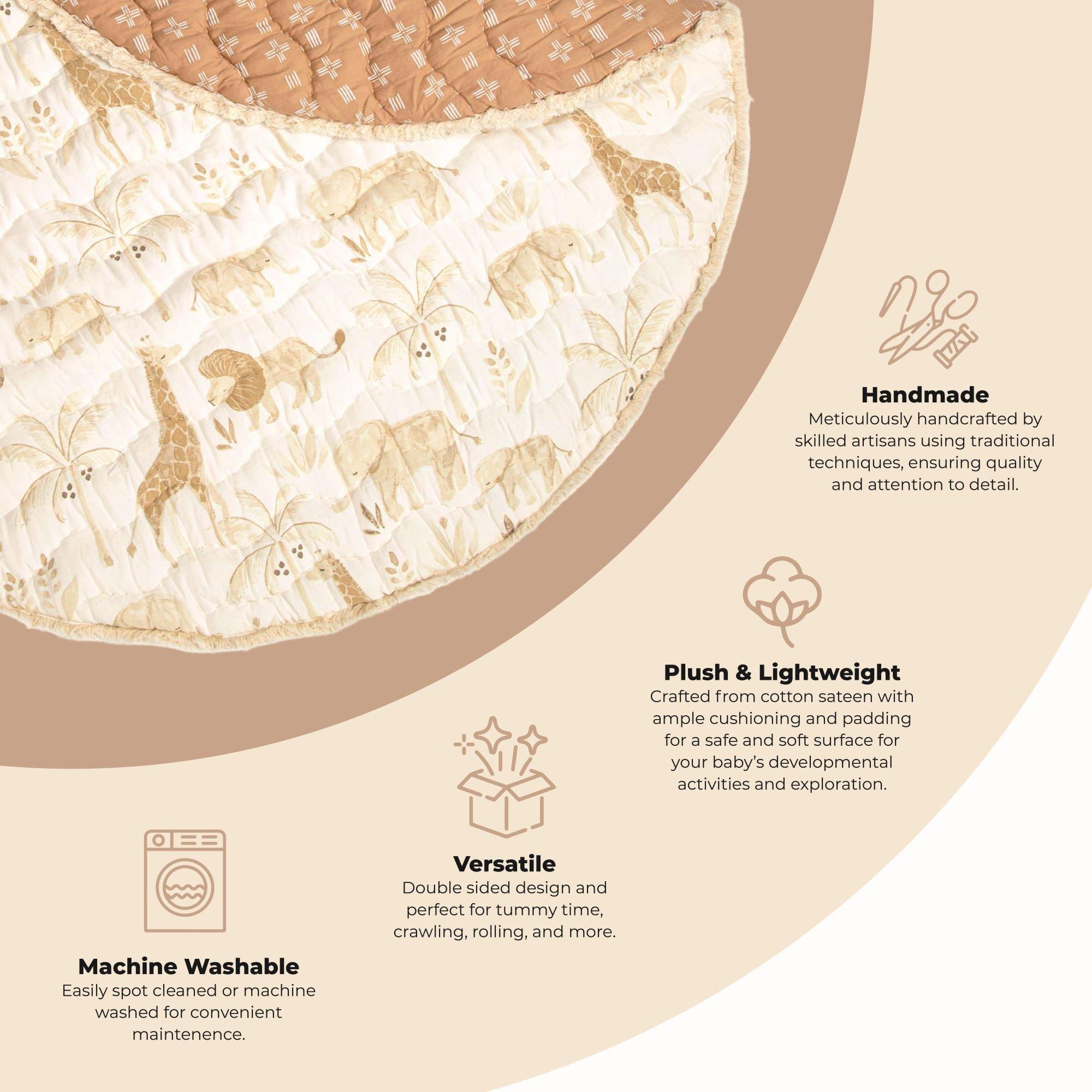 Kendi Safari Animal Cotton Quilted Baby Play Mat image number 1