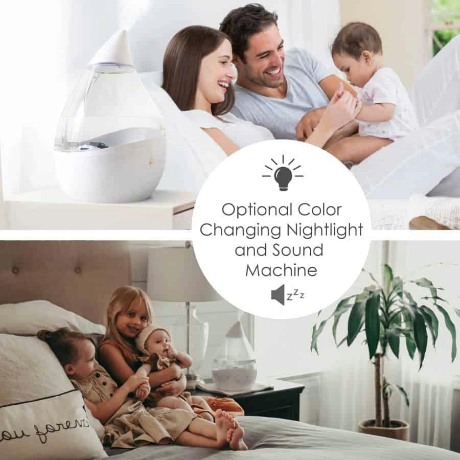 Drop 2.0 , 4-in-1 Cool-Mist Humidifier with Aroma Tray & Sound Machine - Clear & White image number 4