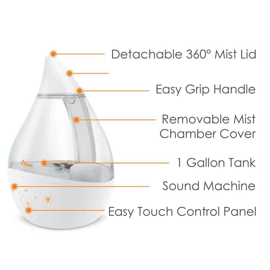 Drop 2.0 , 4-in-1 Cool-Mist Humidifier with Aroma Tray & Sound Machine - Clear & White image number 1
