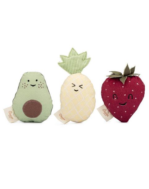 Clementine Fruits & Veggies Soft Plush Rattle Set (3 Pack)