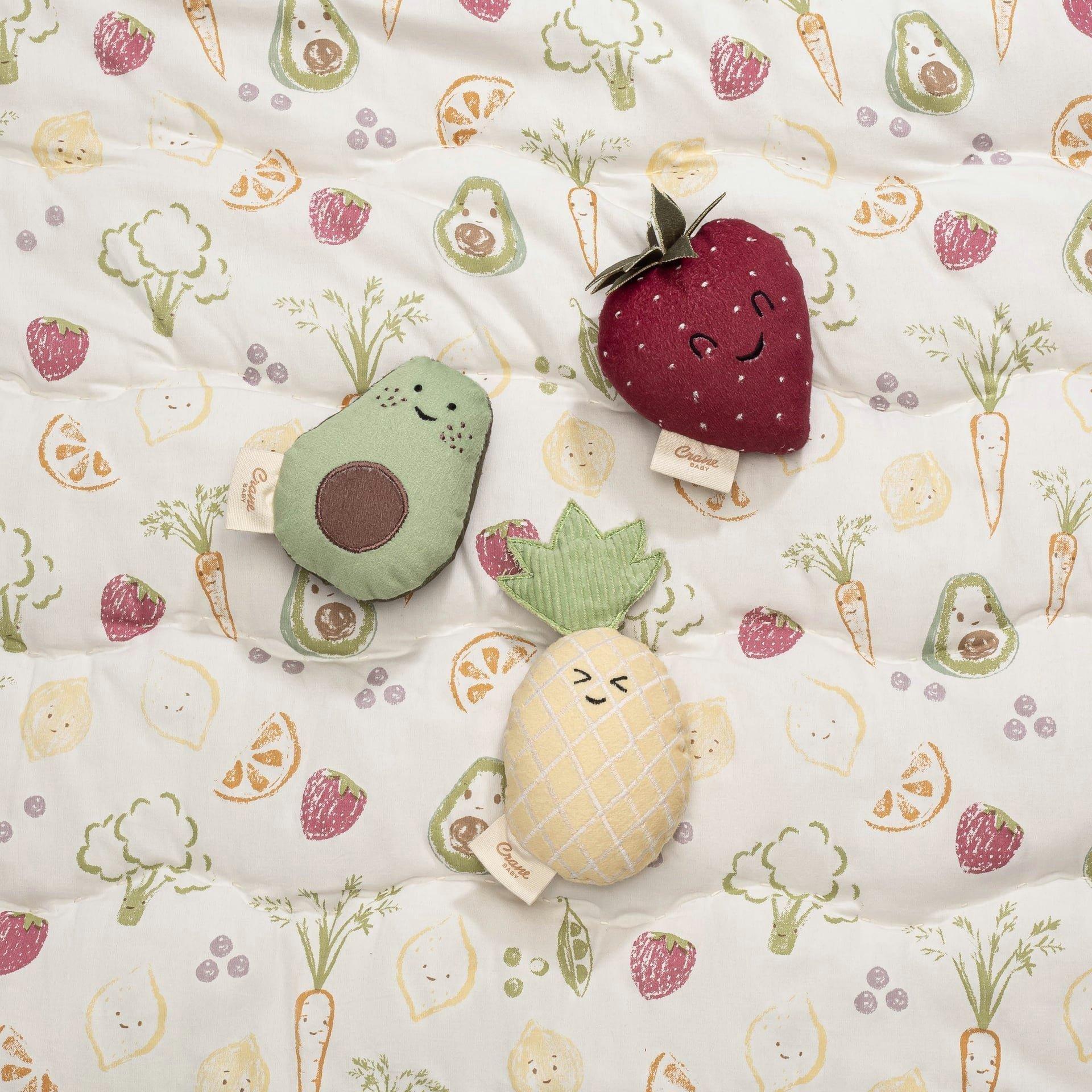 Clementine Fruits & Veggies Soft Plush Rattle Set (3 Pack) image number 2