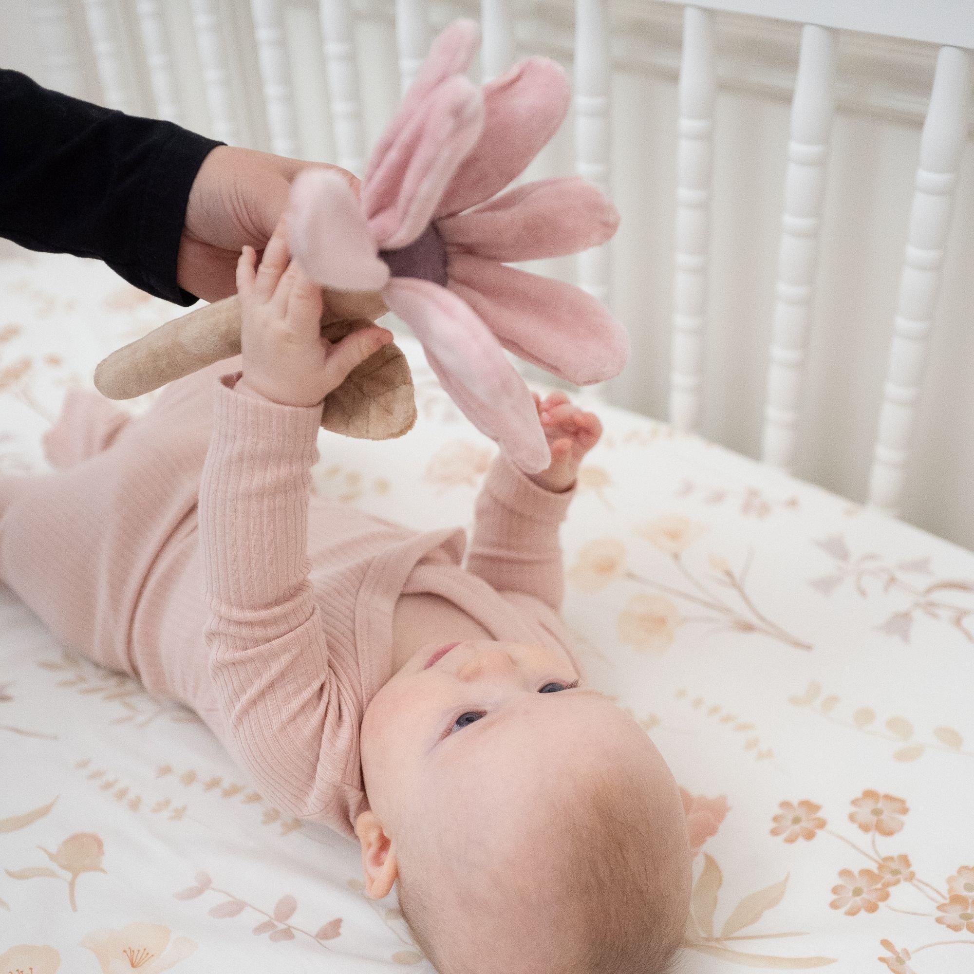 Violet Wildflower Soft Plush Baby Rattle image number 2