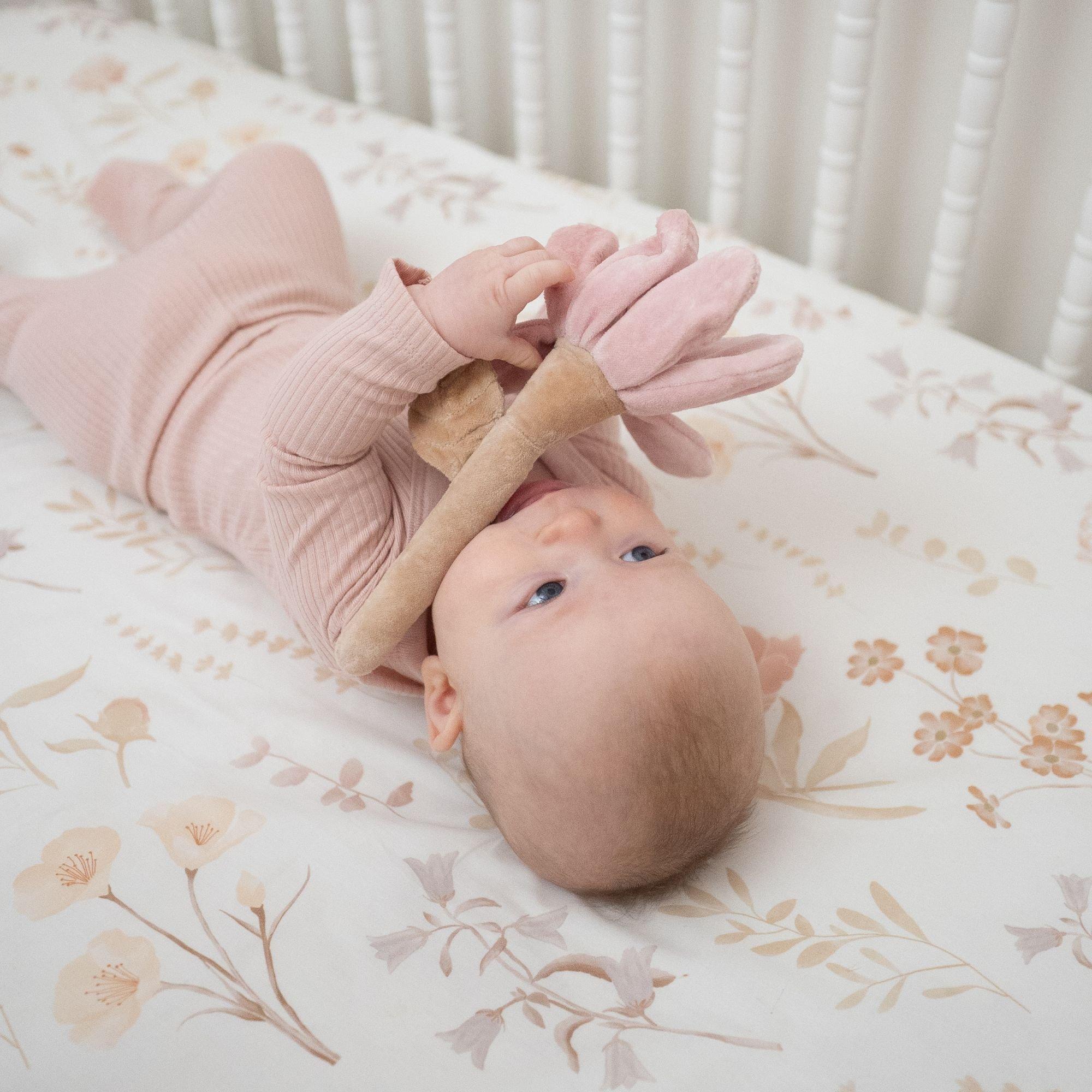 Violet Wildflower Soft Plush Baby Rattle image number 3