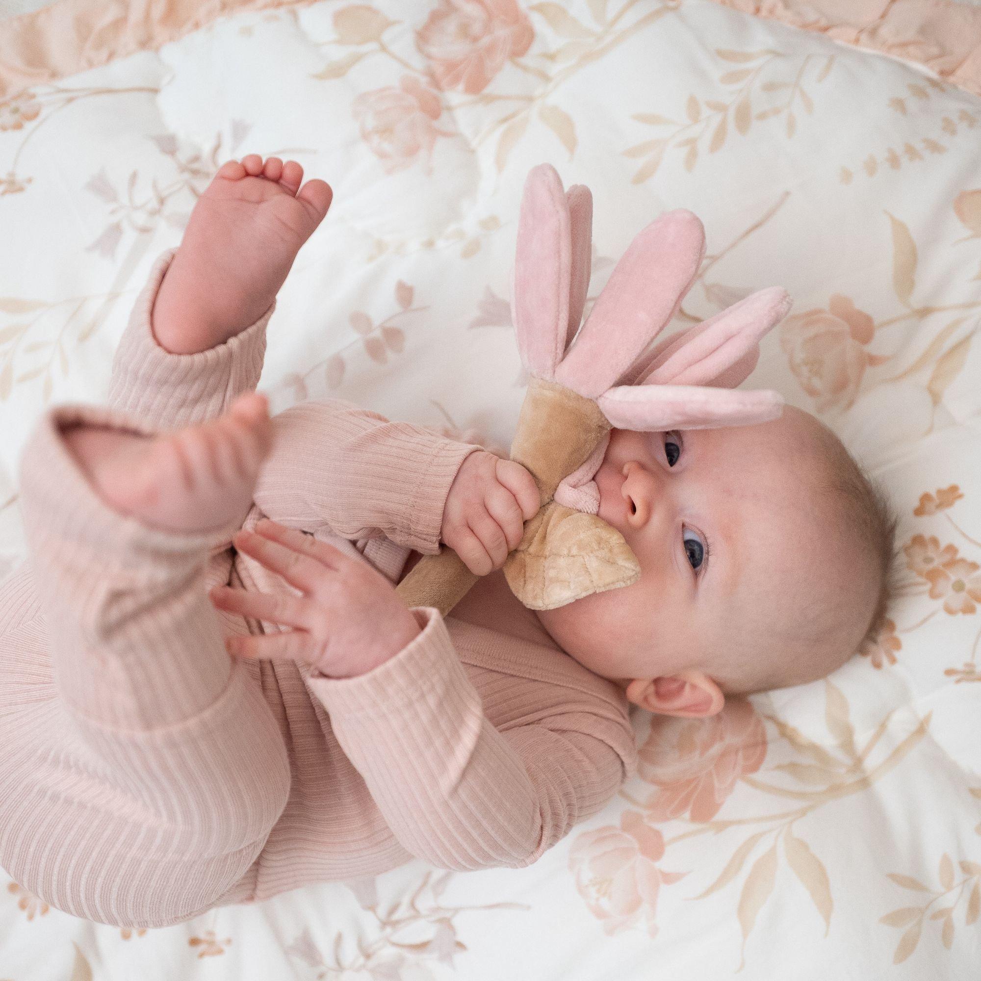 Violet Wildflower Soft Plush Baby Rattle image number 1