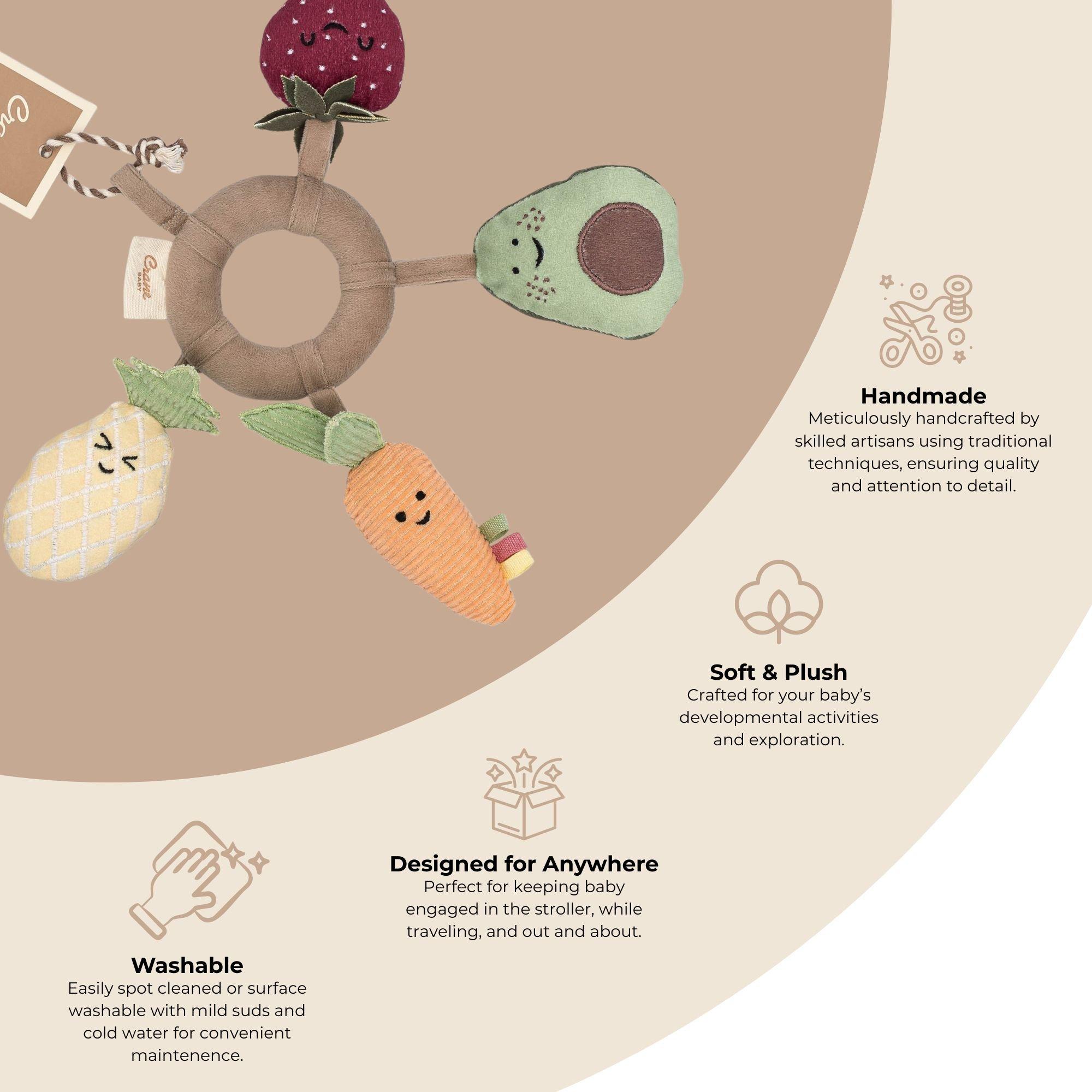 Clementine Fruits & Veggies Soft Plush Activity Ring image number 2
