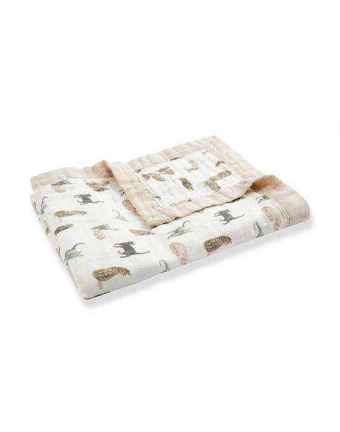 Cat Bamboo Big Lovey Three-Layer Muslin Blanket