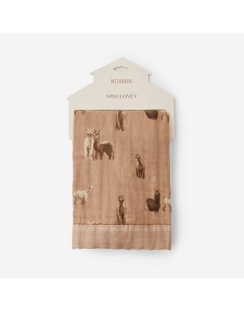 Alpaca Bamboo Mini Lovey Two-Layer Muslin Security Blanket