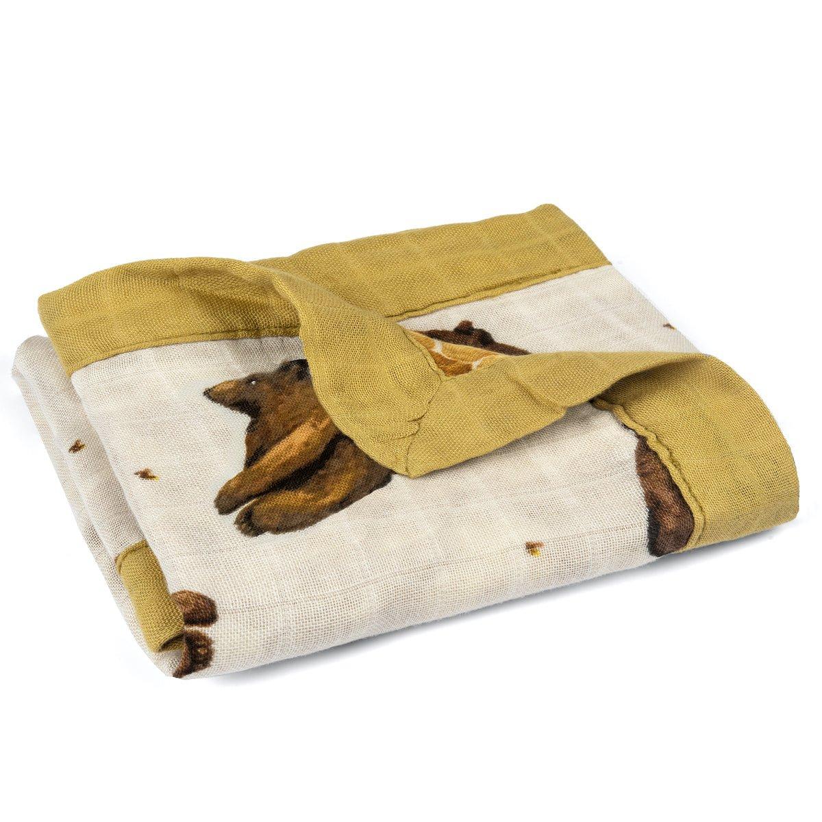 Honey Bear Mini Lovey Two-Layer Muslin Security Blanket image number 2