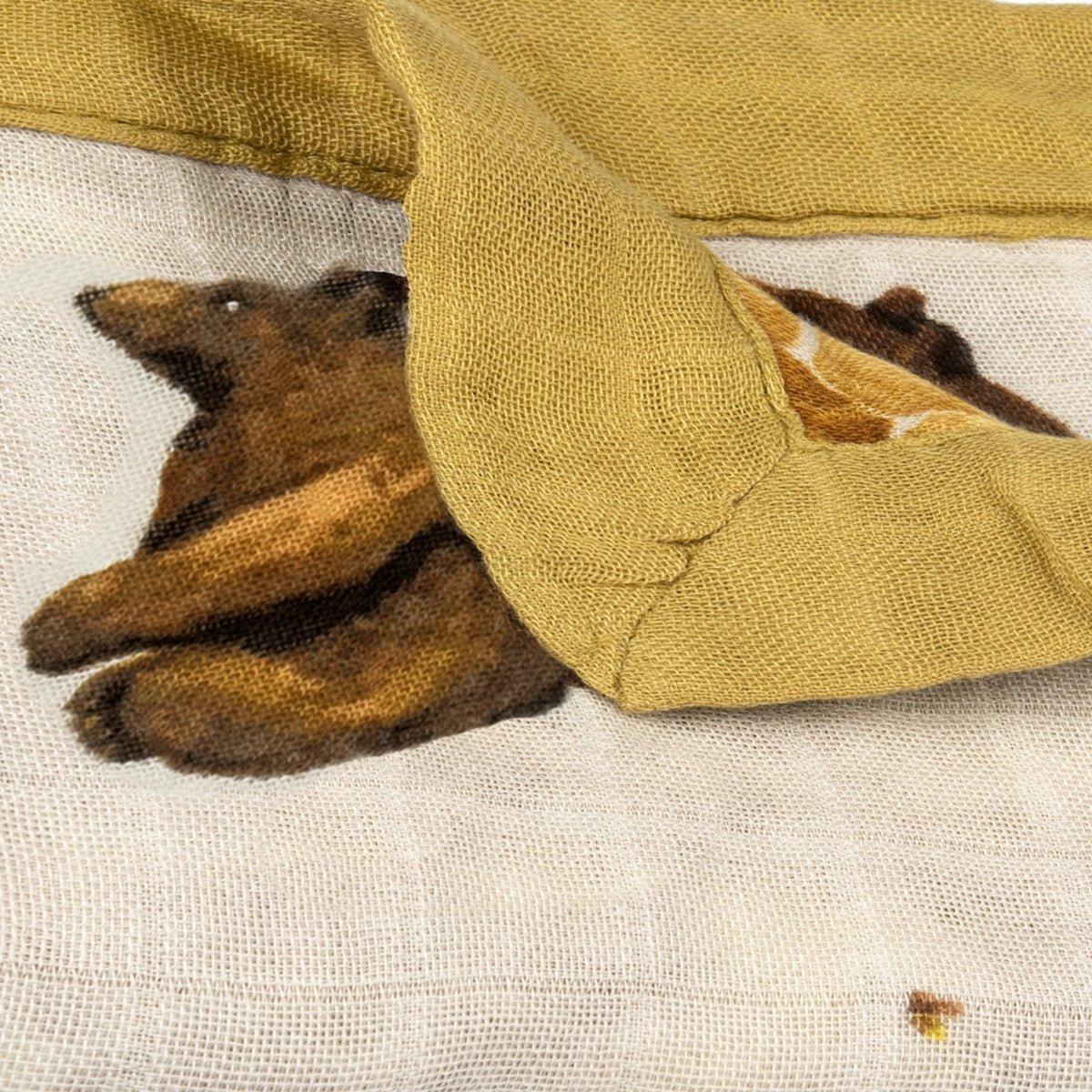 Honey Bear Mini Lovey Two-Layer Muslin Security Blanket image number 3
