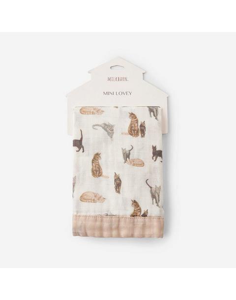Cat Bamboo Mini Lovey Two-Layer Muslin Security Blanket