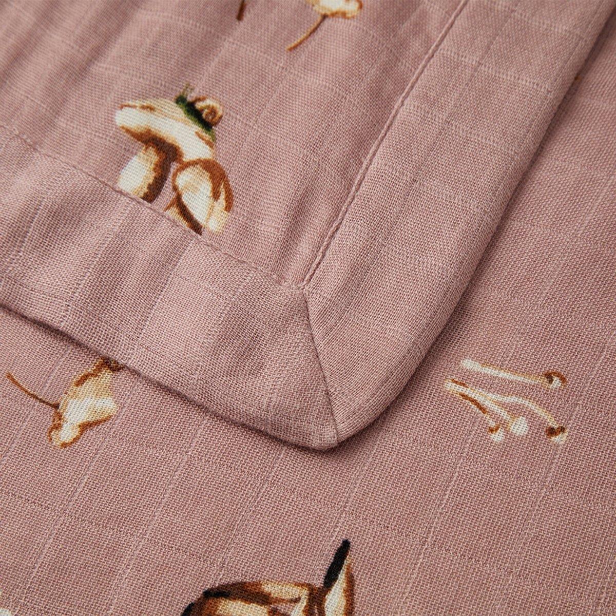 Mushroom Bamboo Mini Lovey Two-Layer Muslin Security Blanket image number 2