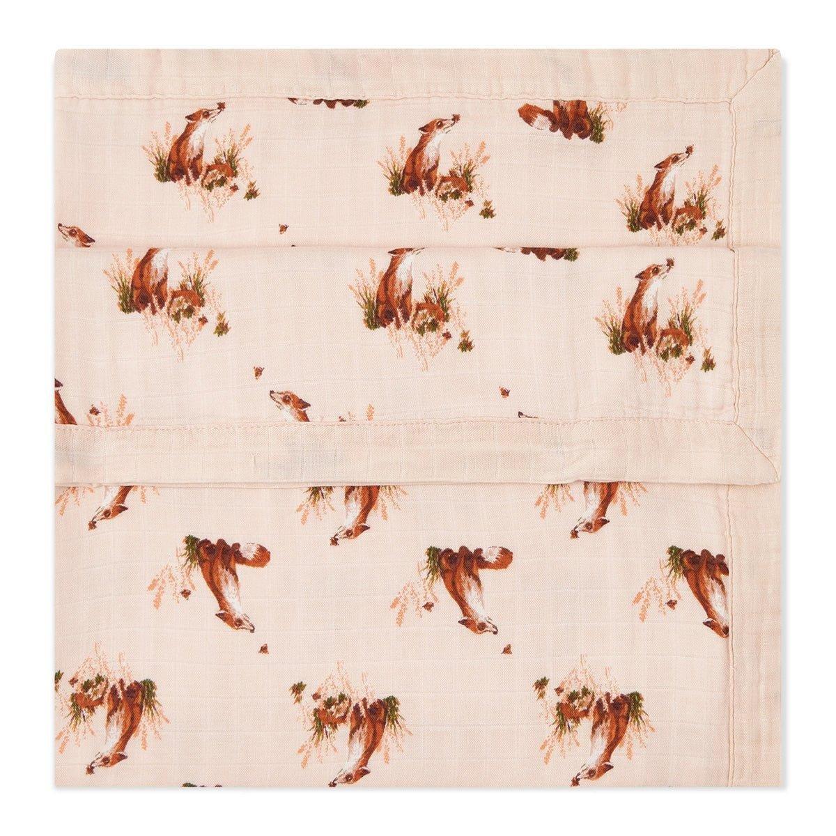 Floral Fox Big Lovey Three-Layer Muslin Blanket image number 2