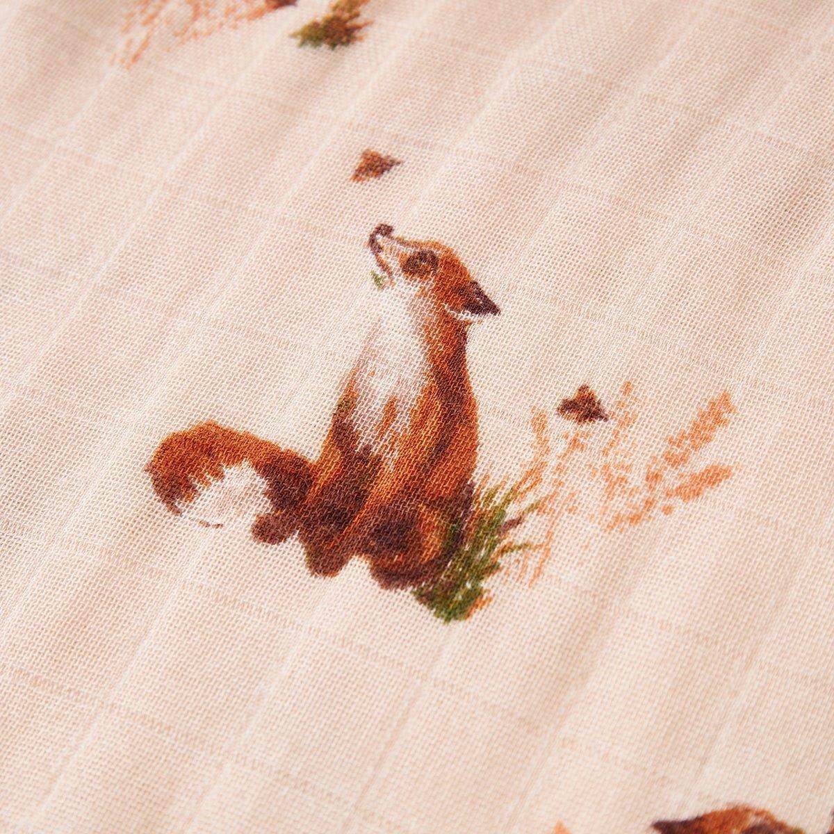 Floral Fox Big Lovey Three-Layer Muslin Blanket image number 4