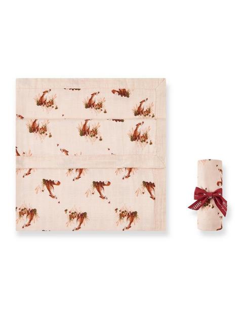 Floral Fox Big Lovey Three-Layer Muslin Blanket