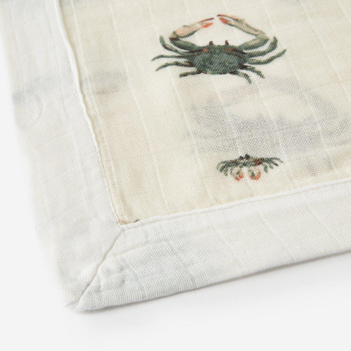 Coastal Crab Mini Lovey Two-Layer Muslin Security Blanket image number 1