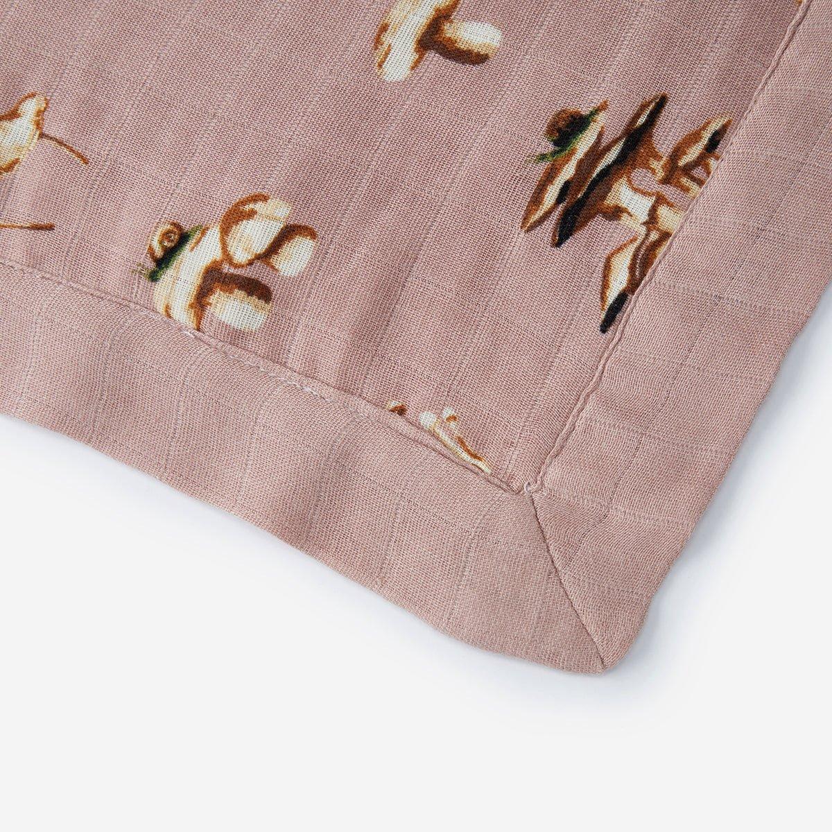 Mushroom Bamboo Big Lovey Three-Layer Muslin Blanket image number 1