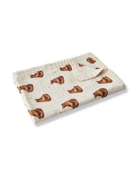 Honey Bear Double Sided Bamboo Big Lovey Three-Layer Muslin Blanket