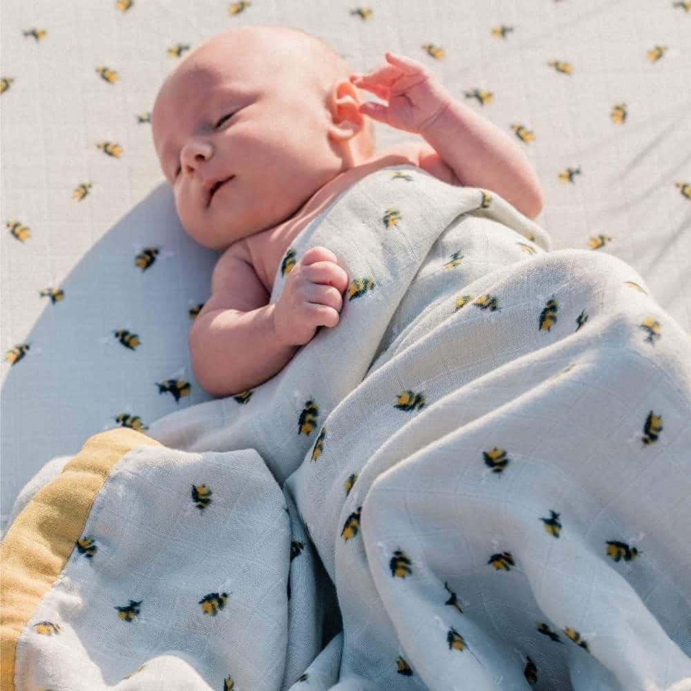 Honey Bear Double Sided Bamboo Big Lovey Three-Layer Muslin Blanket image number 4