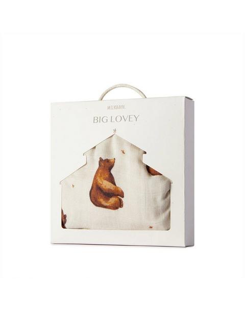 Honey Bear Double Sided Bamboo Big Lovey Three-Layer Muslin Blanket