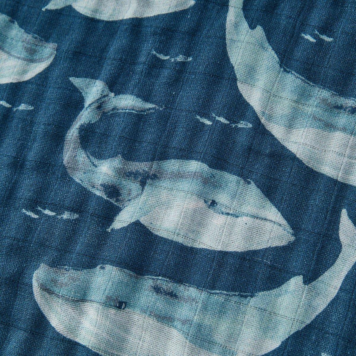 Blue Whale Big Lovey Three-Layer Muslin Blanket image number 3