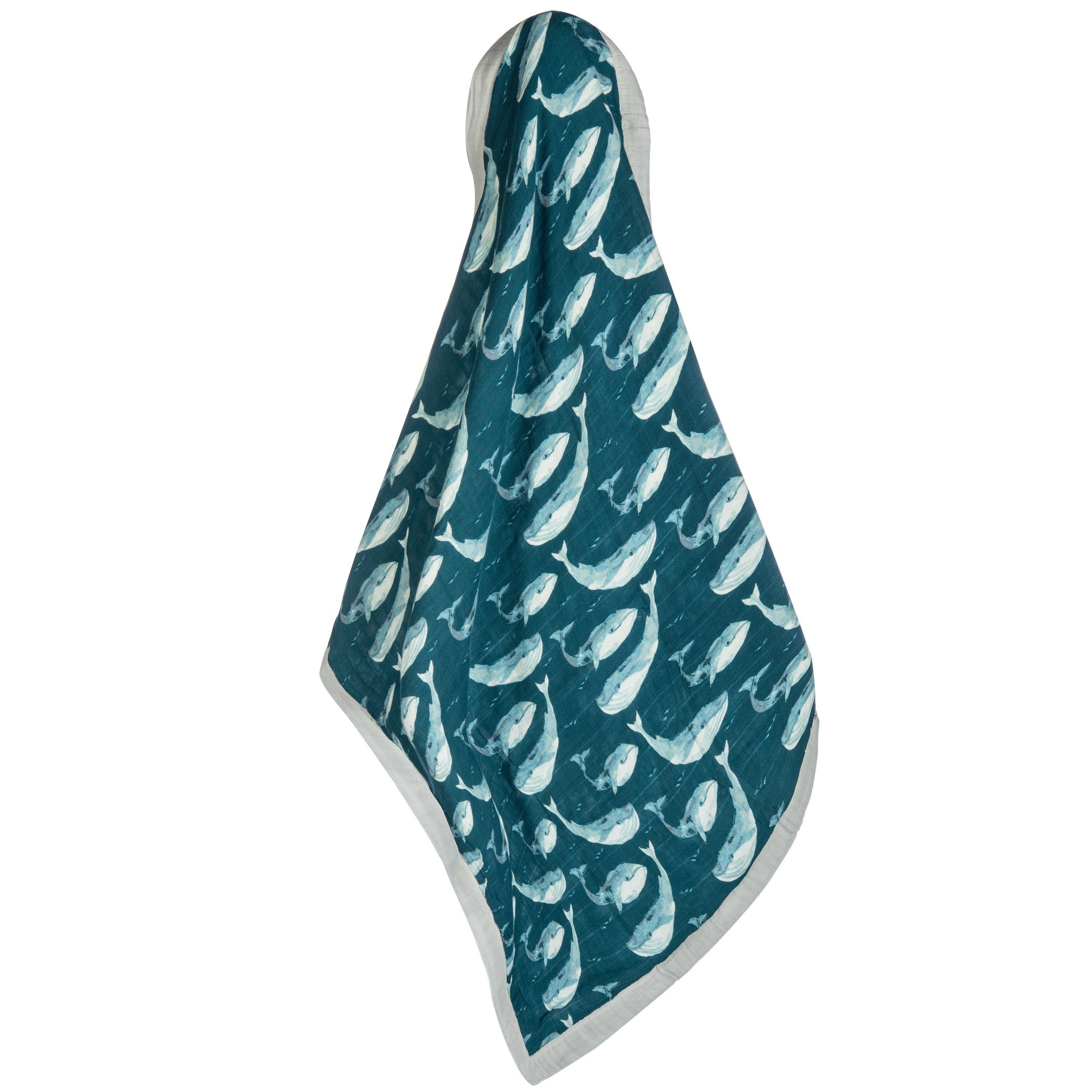 Blue Whale Big Lovey Three-Layer Muslin Blanket image number 1