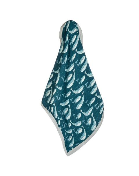 Blue Whale Big Lovey Three-Layer Muslin Blanket