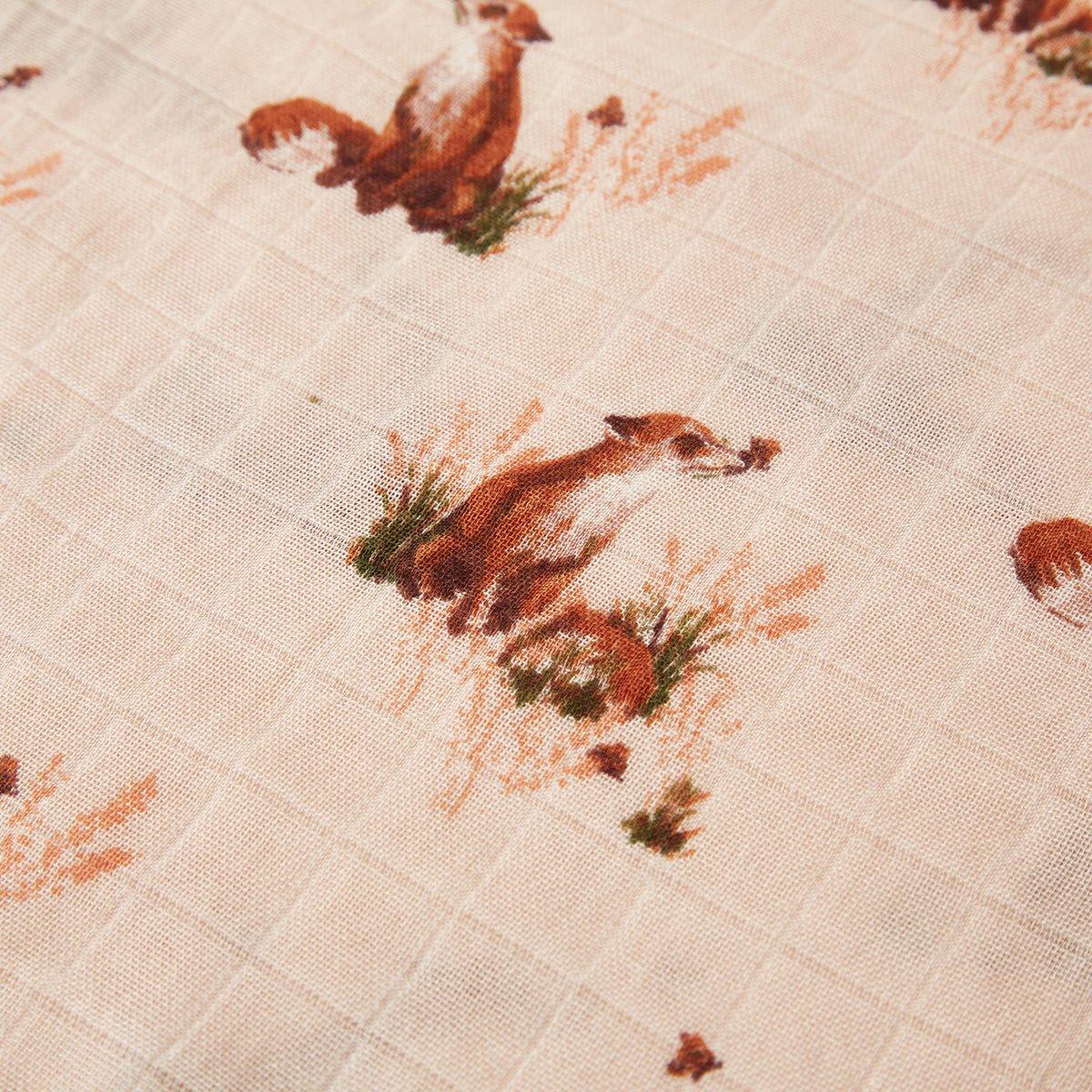 Floral Fox Mini Lovey Two-Layer Muslin Security Blanket image number 2