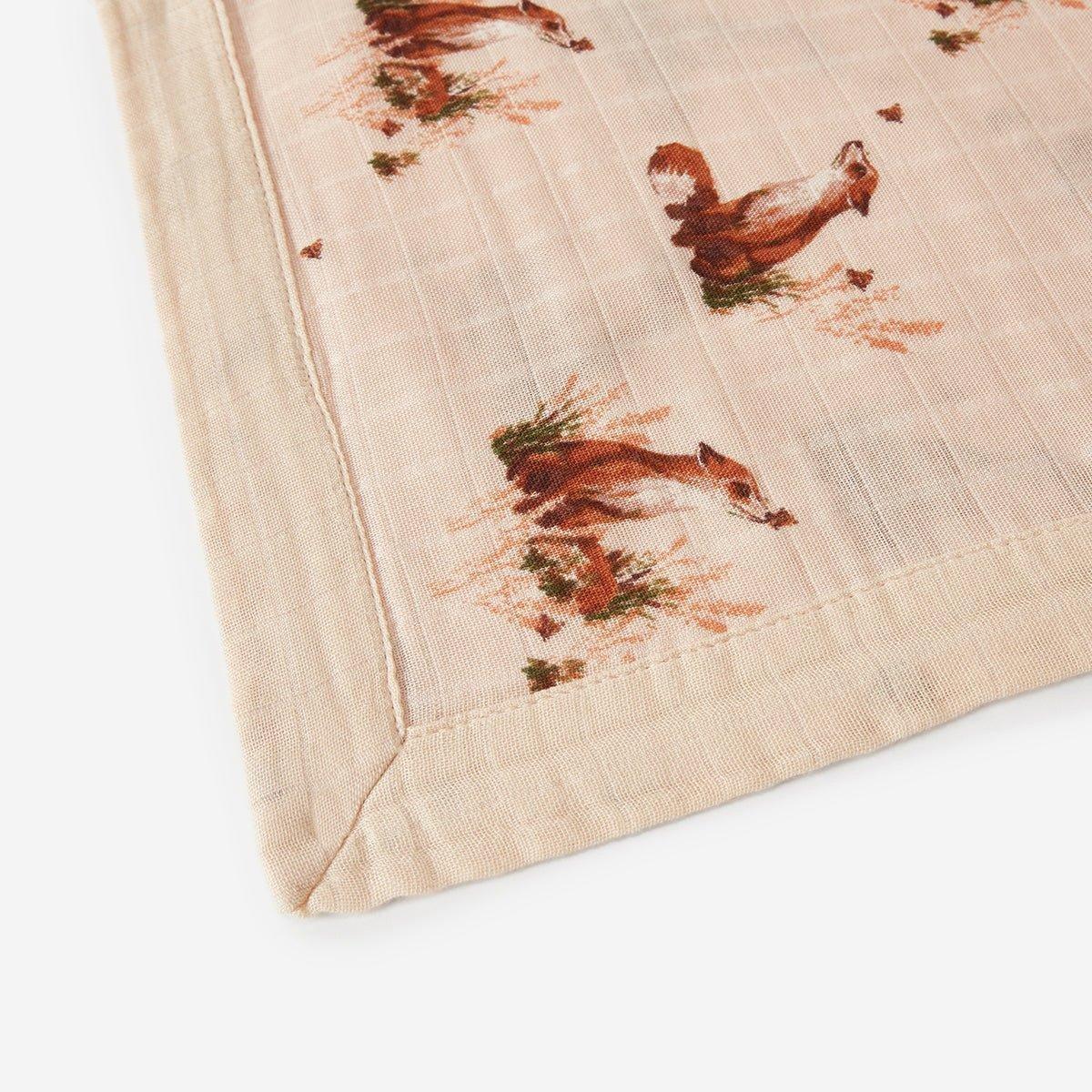 Floral Fox Mini Lovey Two-Layer Muslin Security Blanket image number 1