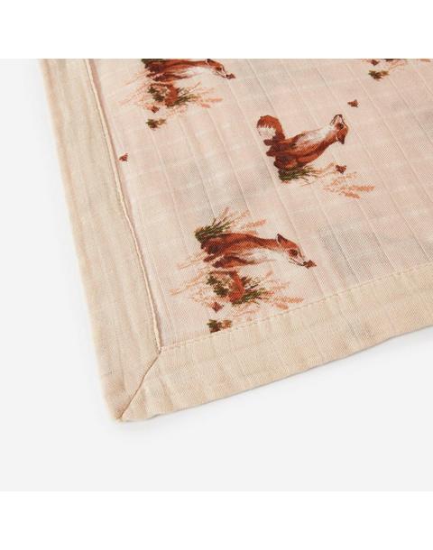 Floral Fox Mini Lovey Two-Layer Muslin Security Blanket
