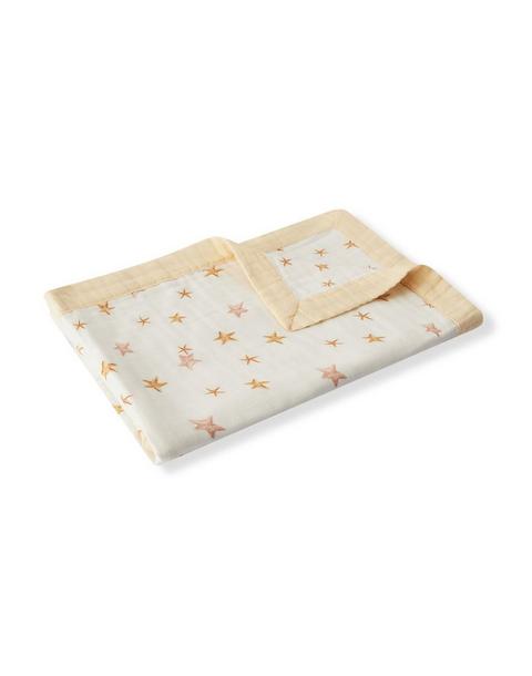 Starfish Dreams Bamboo Big Lovey Three-Layer Muslin Blanket