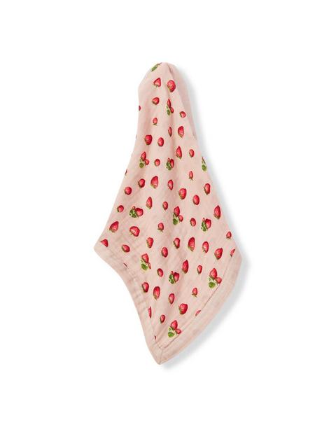 Strawberry Bamboo Mini Lovey Two-Layer Muslin Security Blanket